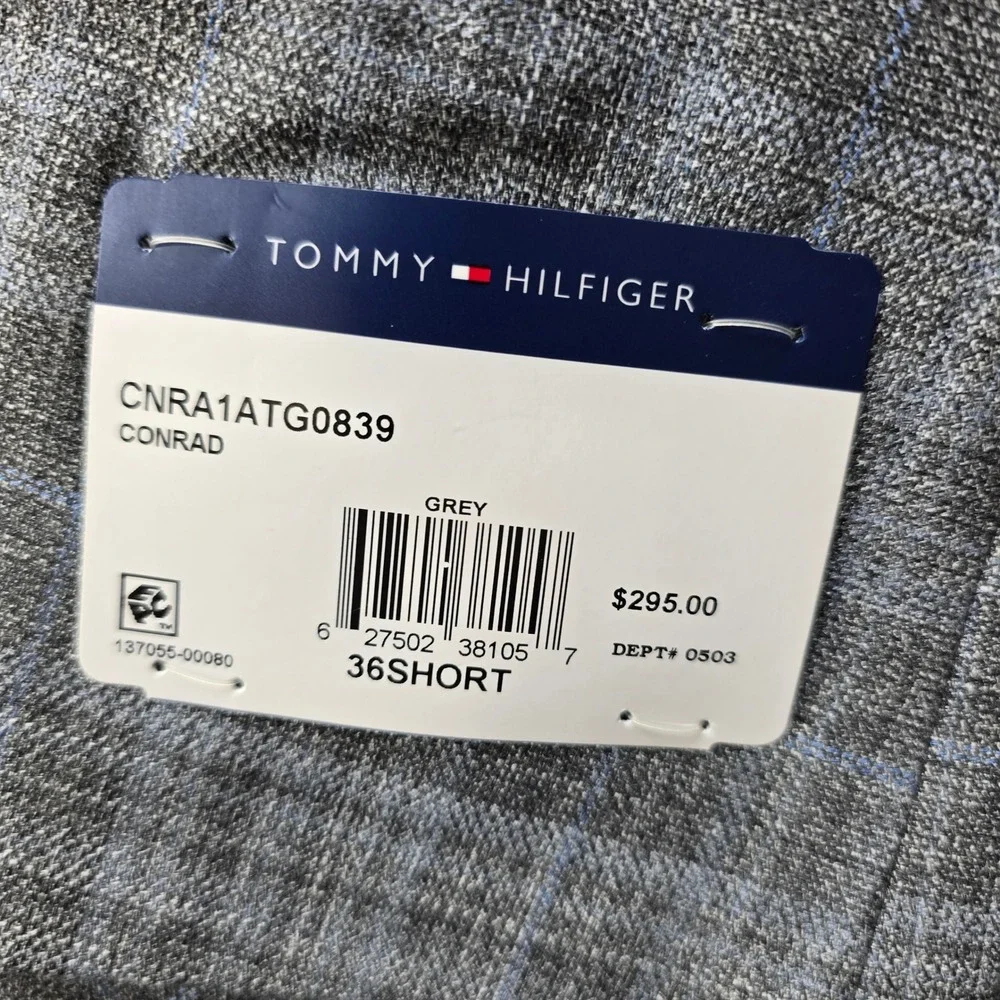 Tommy Hilfiger Modern-Fit Plaid Sport Coat Mens 36S Grey TH Flex Conrad $295 NEW